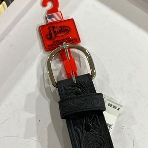 NWT Justin Men’s Belt Black Top Grain Leather Size 38